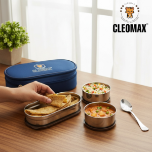 CLEOMAX TRIO Stainless steel Lunch Box-Ideal for kids,office,Picnic and travel use pack of 5